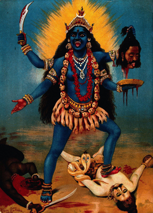 Kali trampling Shiva